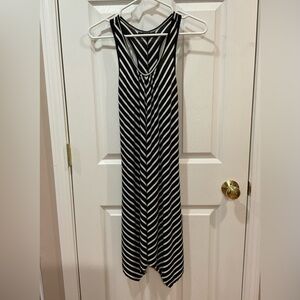 Striped black and white racerback maxi dress S/M